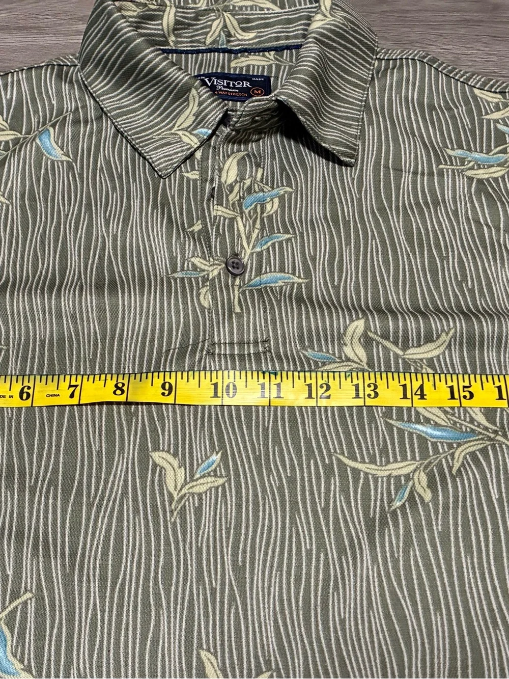 Olive Green Printed Polo Shirt